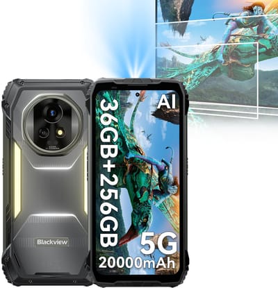 Blackview XPLORE 2 Projector- Robuuste Smartphone - 5G - 36GB RAM - 256GB ROM - 20000mAh - 120W snel opladen - 6.73 inch QHD+ AMOLED-scherm - Nachtzicht - Android 15 - Robuuste Telefoon - NFC - GPS - Zwart