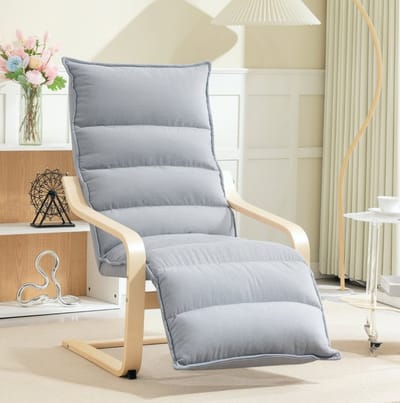 STILVORA Fauteuil 67 x 105 cm - Relaxfauteuil Met Verstelbare Voetensteun En Schommelonderstel - Voor Woonkamer En Leeshoek - Velvet Lichtgrijs