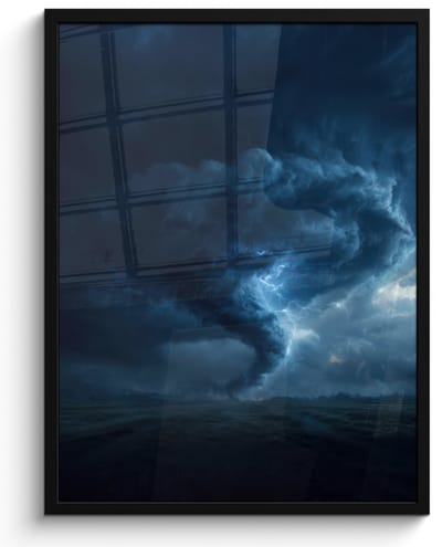 Poster in lijst - Fotolijst 60x80 cm - Posters - Tornado - Duister - Wolken - Posterlijst zwart - Decoratie - Wanddecoratie woonkamer - Muurdecoratie slaapkamer