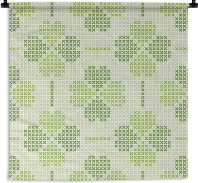 Wandkleed - Wanddoek - Klaver - Patronen - Groen - 180x180 cm - Wandtapijt