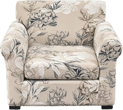 Stretch Sofa Cover met 2 Losse Kussenhoezen, Elastische Bloemenprint voor 1-Zits Bank