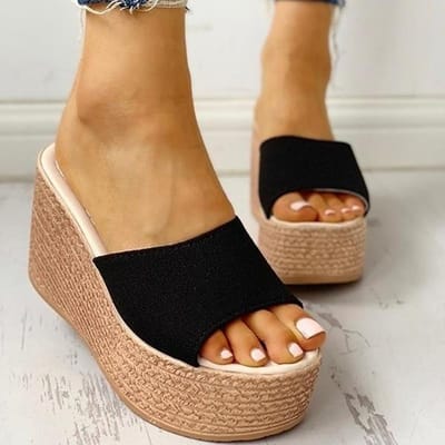 Sandales à talons hauts pour femmes, chaussures à bout ouvert, décontractées, à la mode, nouvelle collection été 34 noir
