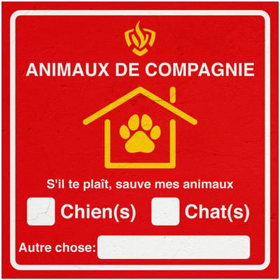 Sauvez mes animaux de compagnie en cas dincendie bord | Forex Re materiaal | 20 x 20 cm