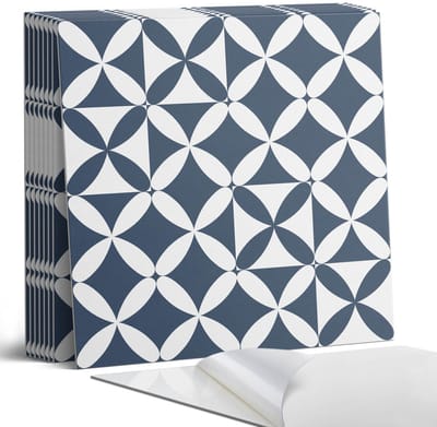 Coloray Plaktegels - Geometrisch bloemenpatroon Portugese Tegels - 30 cm x 30 cm - Marine Plaktegels - 9 stuks - Vierkant PVC Tegels - Plaktegels Keuken - Zelfklevende Vloertegels - Vinyl Tegels Zelfklevend - Zelfklevende Tegels