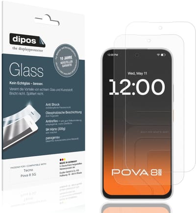 dipos – 2x Matte Pantserfolie geschikt voor Tecno Pova 8 5G | 9H Screenprotector