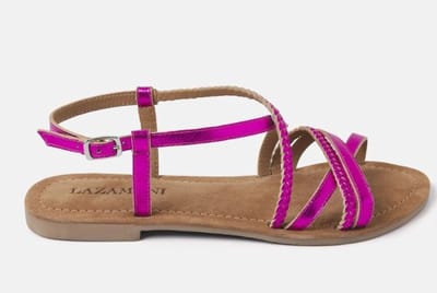 Lazamani - Zoe Leren Dames Sandalen Fuxia - Maat 38