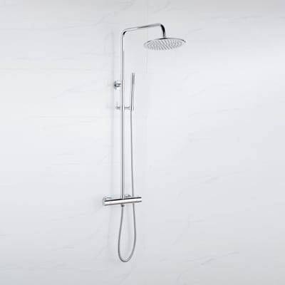 FugaFlow Eccelente Acces Regendoucheset - thermostatisch - 30cm hoofddouche - metalen slang - staaf handdouche - chroom
