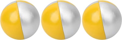 Juggling Ball Set - Oefenballen - Vrije Tijd Besteden - Zacht PU Leer - 3 stuks - Geel/Zilver