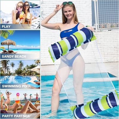 Opblaasbare drijfmat - Set van 2 stuks, 4-in-1 hangmat, met handpomp, voor strand en feest