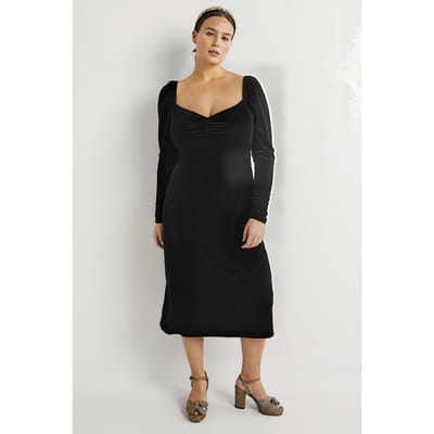 Boden Velvet Jersey Midi Dress Blk Maat: 12P | Midi Jurken Outlet | Dames | Zwart