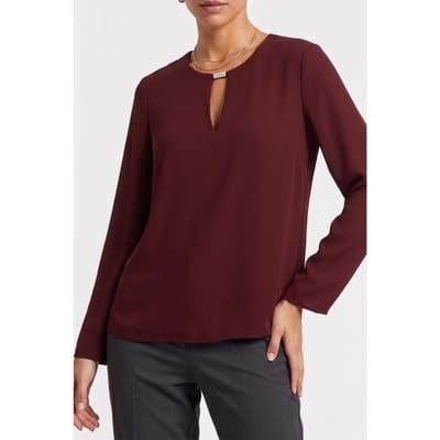 Calvin Klein Long Sleeve Hardware Top Merlot Taglia: XS | Maglie a manica lunga Outlet | Donna