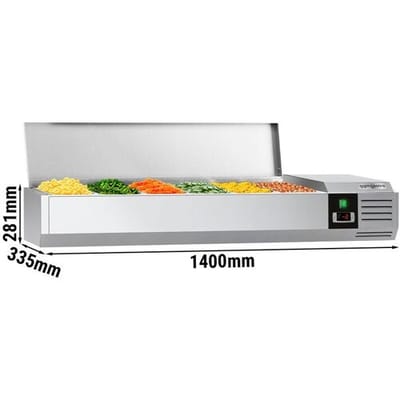 GGM Gastro Kühlaufsatzvitrine PREMIUM - 1400x335mm - 6x GN 1/4 Zilver