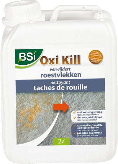 BSI - Oxi Kill - Roestverwijderaar - Anti-roestmiddel voor vlekken op metaal, tegels, terrassen en paden - 2 L