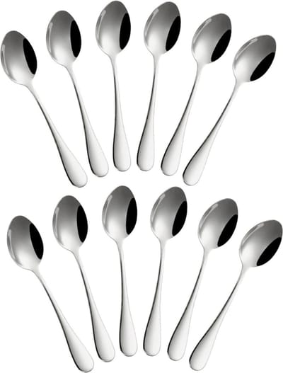 Fako Bijoux - 12x Ovale Theelepel / Koffielepel Classic - Ovale Lepels - 12cm - Zilver - 12 Stuks