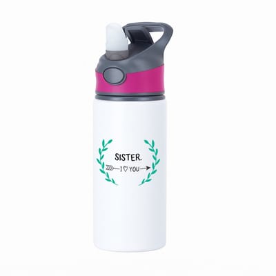 Hacebo® - sister I love you waterfles met rietje roze - Zus - de liefste zus - verjaardag - cadeautje voor zus - zus artikelen - kado - geschenk - water fles - 650ML