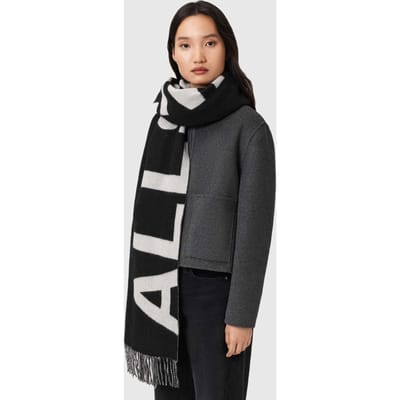 AllSaints Underground Scarf Black/white Size: OS | Scarves Outlet | Dames | Zwart