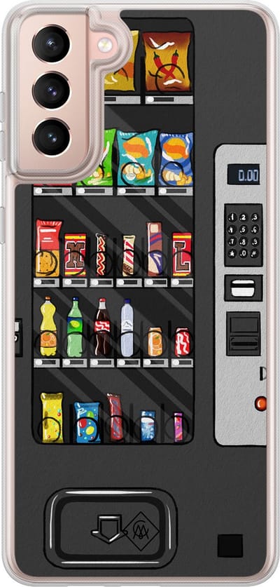 Casimoda® hoesje - Geschikt voor Samsung Galaxy S21 - Snoepautomaat - 2-in-1 case - Schokbestendig - Snoep - Verhoogde randen - Multi, Transparant