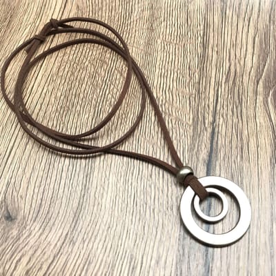 1 Pièce Pendentif Double Anneau Vintage en Alliage Collier Réglable, Unisexe, Design Style Rétro, Durable, Adapté pour le Port Quotidien café