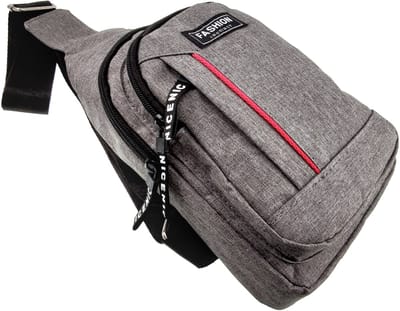 Crossbodytas Unisex - Grijze Oxford-stof - Schoudertas met 4 Vakken Dames en Heren