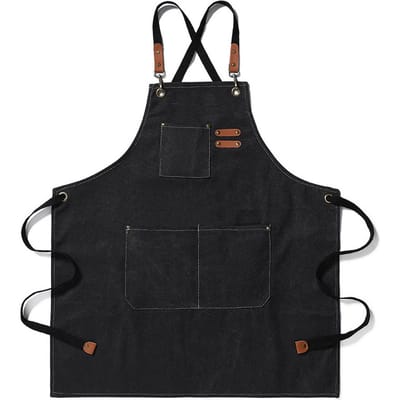Werk Schort Waterdicht Ademend Verstelbaar Verdikt Unisex Keukenschort met Zakken voor BBQ black