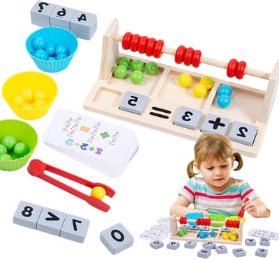 Houten Rekenrek - Telraam Kinderen - Vroeg Leren - Natuurlijk Hout - 23 cm - Multicolor