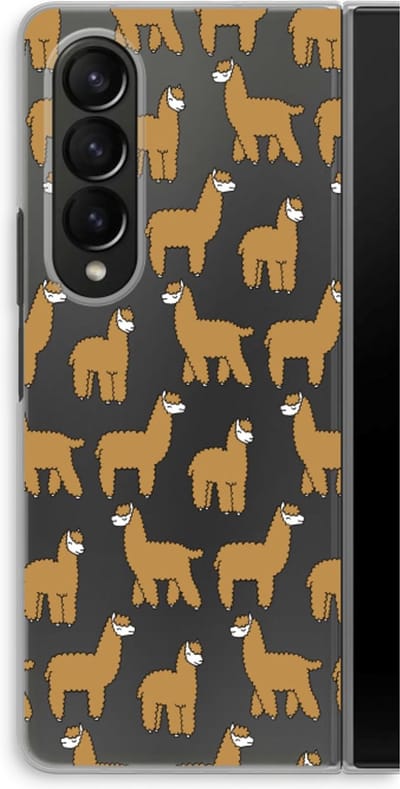 Case Company® - Hoesje geschikt voor Samsung Galaxy Z Fold4 hoesje - Alpacas - Soft Cover Telefoonhoesje - Bescherming aan alle Kanten en Schermrand