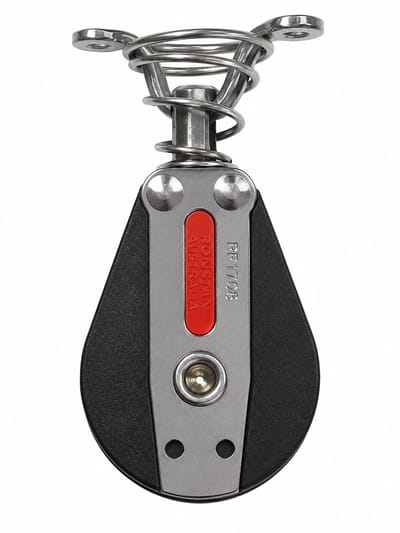 Ronstan Series 38 Kogelgelagerd Blok RF1708 – 38 mm Enkelschijfs Katrol met Veerbelaste Wartelkop – Max. 10 mm Lijn