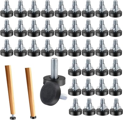 40 Stuks M6 Schroefbare Meubelglijders met T-Nuts voor Verstelbare Tafel- en Stoelpootjes, Ideaal voor Meubels en Kasten