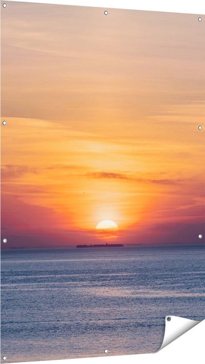Gards Tuinposter Zonsondergang in de Noordzee - 100x150 cm - Tuindoek - Tuindecoratie - Wanddecoratie buiten - Tuinschilderij