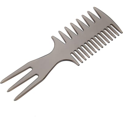 Outil de Coiffure pour Hommes Peigne Huile Lissante Bouclante Coiffage des Cheveux (Peigne Fourche) NO.3 plug comb gray