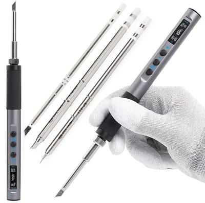 TECHREBAL T12 USB Precisie Soldeerbout - 65W - OLED Display - Set met 3 Soldeerpunten