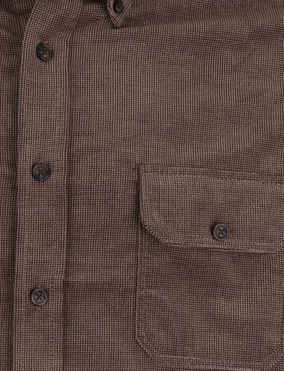 CASA MODA Sport casual fit overhemd - ribfluweel - bruin