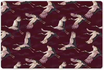 Placemats 45x30 cm - Placemat kunststof - 1 stuk - Kraanvogels - Klassiek - Bordeaux - Borden onderleggers - Decoratie voor op tafel - Keuken tafeldecoratie accessoires - Vinyl onderlegger - Tafelversiering