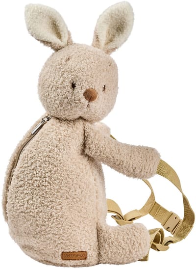 Nattou TEDDY Knuffel Rugzak - 30 cm - Boekentas kleuter - Zachte Konijn Rugtas - Ecru