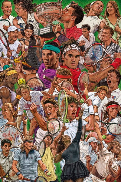 Tennisspelers poster - Björn Borg - Williams - Becker - Nadal - Novak Djokovic - Steffi Graf - Formaat 61 x 91.5 cm