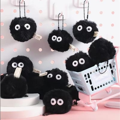 5/10 STuks Huisdier Speel Koolbal Beeldjes Sleutelhangers Accessoires Schattige Pluche Zwarte Koolbal Cartoon Tas Hangers 10pcs gray
