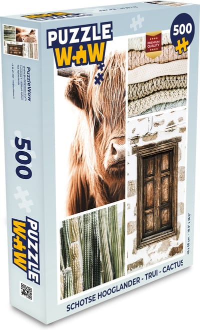 Puzzel Schotse hooglander - Trui - Cactus - Legpuzzel - Puzzel 500 stukjes
