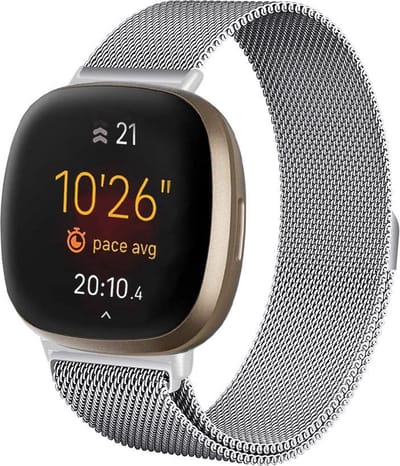 YONO Bandje geschikt voor Fitbit Versa 3 / Sense – Milanees – Zilver – Large