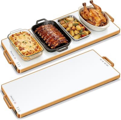 Elektrische warmhoudlade - Voedselverwarmer mat - Maaltijden warm houden - Volledige oppervlakteverwarming - 102x30 cm - Wit