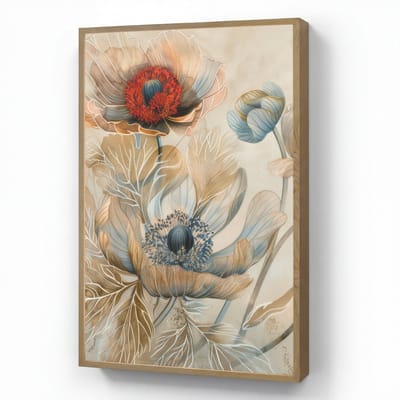 Wandlamp 60x90 cm - Oplaadbaar - Bloemen - Beige - Modern - Illustratie - Wandlampen binnen woonkamer - Slaapkamer lamp - Decoratieve nachtlamp - Vloerlamp draadloos