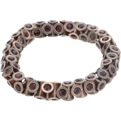Behave - Armband - rosékleur elastisch met rode stenen - avondstijl
