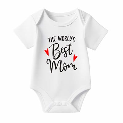 Romper met Tekst Baby – The world’s best Mom – Wit – Korte mouw – Maat 86/92