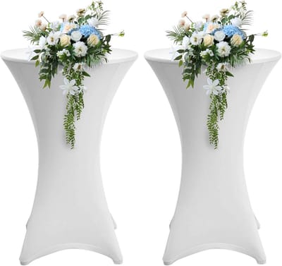 Set van 4 Universele Statafelhoezen Wit voor Ronde Tafels