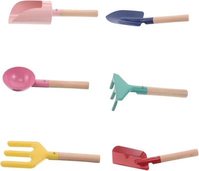 Kindertuingereedschap Set - Buitenspeelgoed Zandbak - Tuinieren Spelen - Stevige Houten Handvatten - 21 x 6 x 1.8 cm