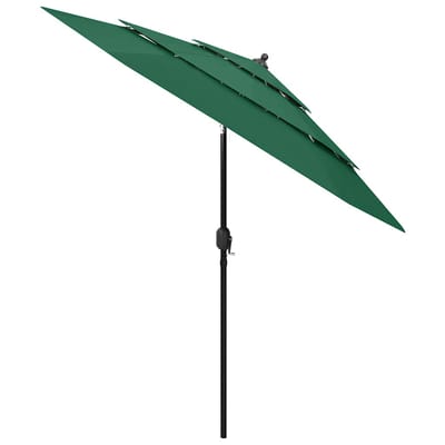 vidaXL - Parasol - 3-laags - met - aluminium - paal - 2,5 - m - groen