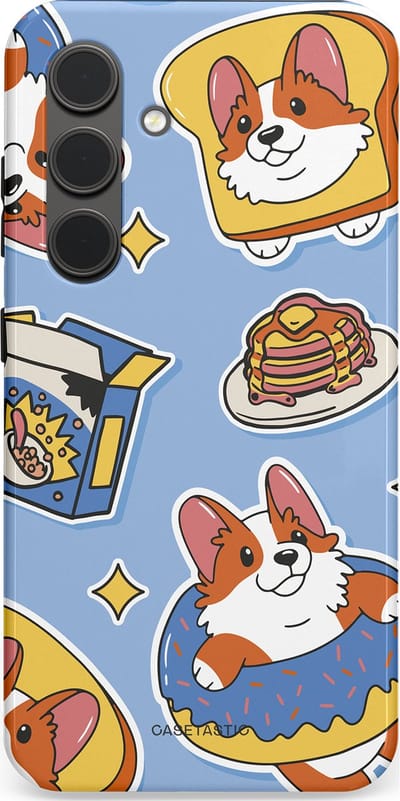 Casetastic Hoesje Geschikt voor Samsung S24 - Stijlvolle Beschermende Duo-layer Case - Hondenfeest Ontbijt