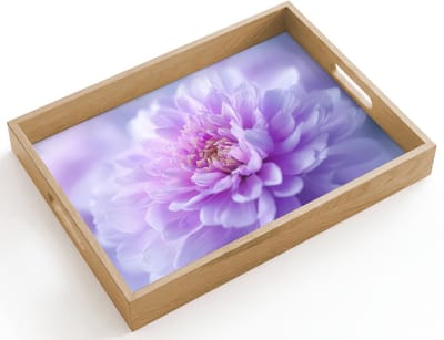 Dienblad hout 40x30 cm - Schootdienblad - Paars - Dahlia - Dromerig - Borrelplank rechthoek - Plateau dienbladen