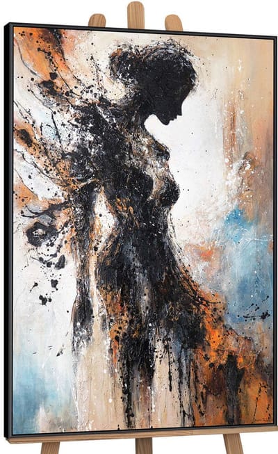 Canvas schilderij handgeschilderd element of femininity abstract – YS-Art Gallery – Luxe wanddecoratie voor woonkamer – Modern schilderij voor slaapkamer en hal