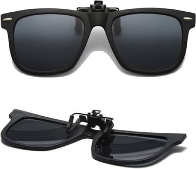 Clip-on zonnebril Geschikt voor kinderen - Gepolariseerde clip-on zonnebril, Geschikt voor brillen op sterkte, jaszonnebril Geschikt voor kinderen, meisjes en jongens (zwart).
