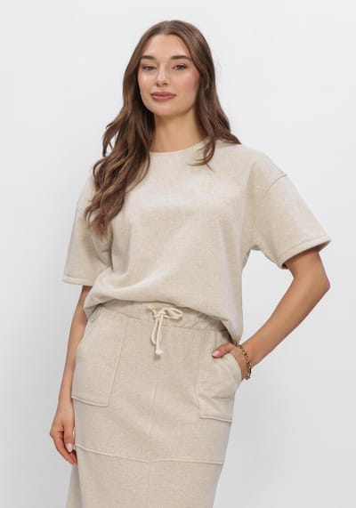 NUKUS Roos Pullover Lurex Truien & vesten Dames - Sweater - Hoodie - Vest- Zand - Maat L